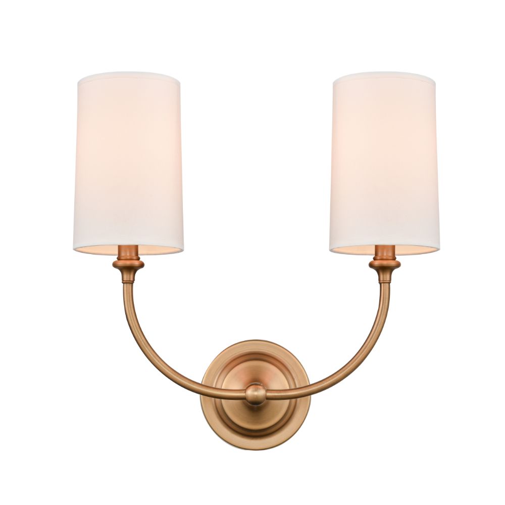Innovations 372-2W-BB-S1-LED Giselle 2 Light 15" Sconce LED Bulb Off White Shade in Brushed Brass