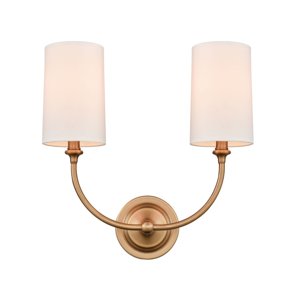 Innovations 372-2W-BB-S1 Giselle 2 Light 15" Sconce Off-White Shade in Brushed Brass