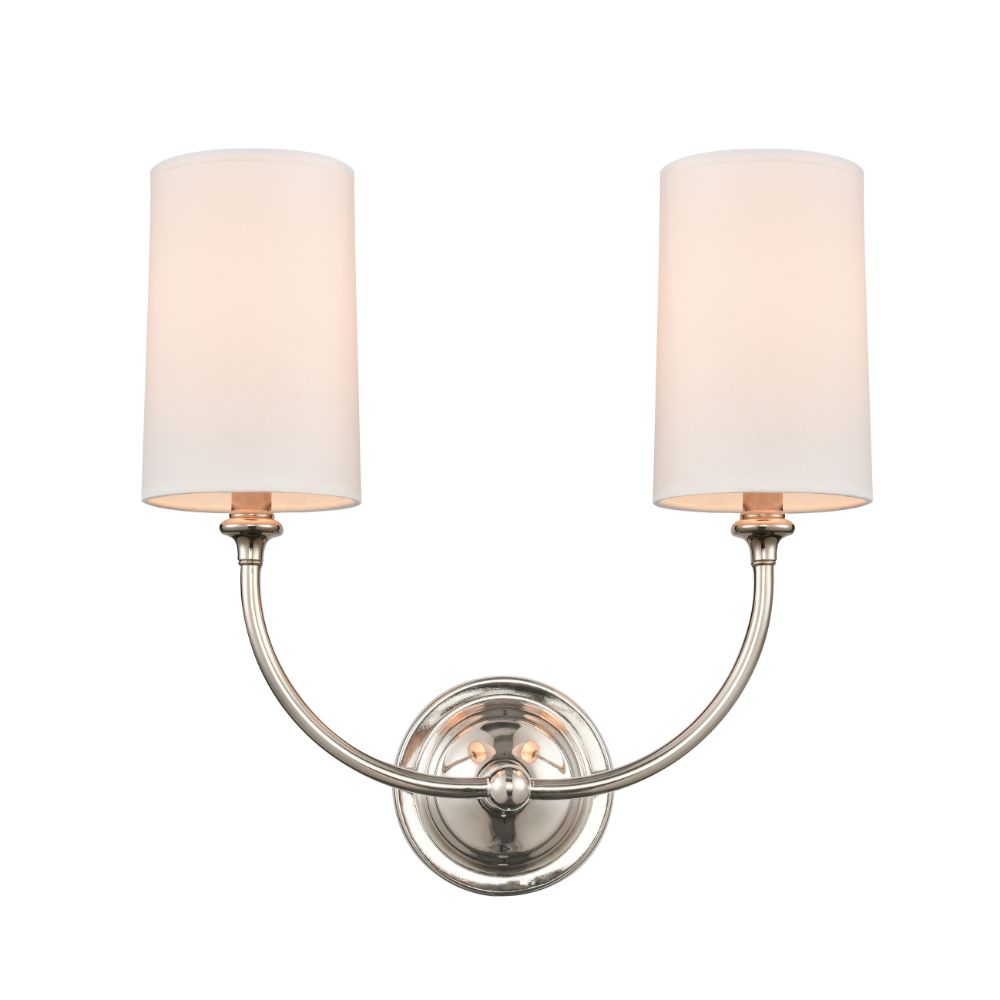 Innovations 372-2W-PN-S1 Giselle 2 Light 15" Sconce Off-White Shade in Polished Nickel
