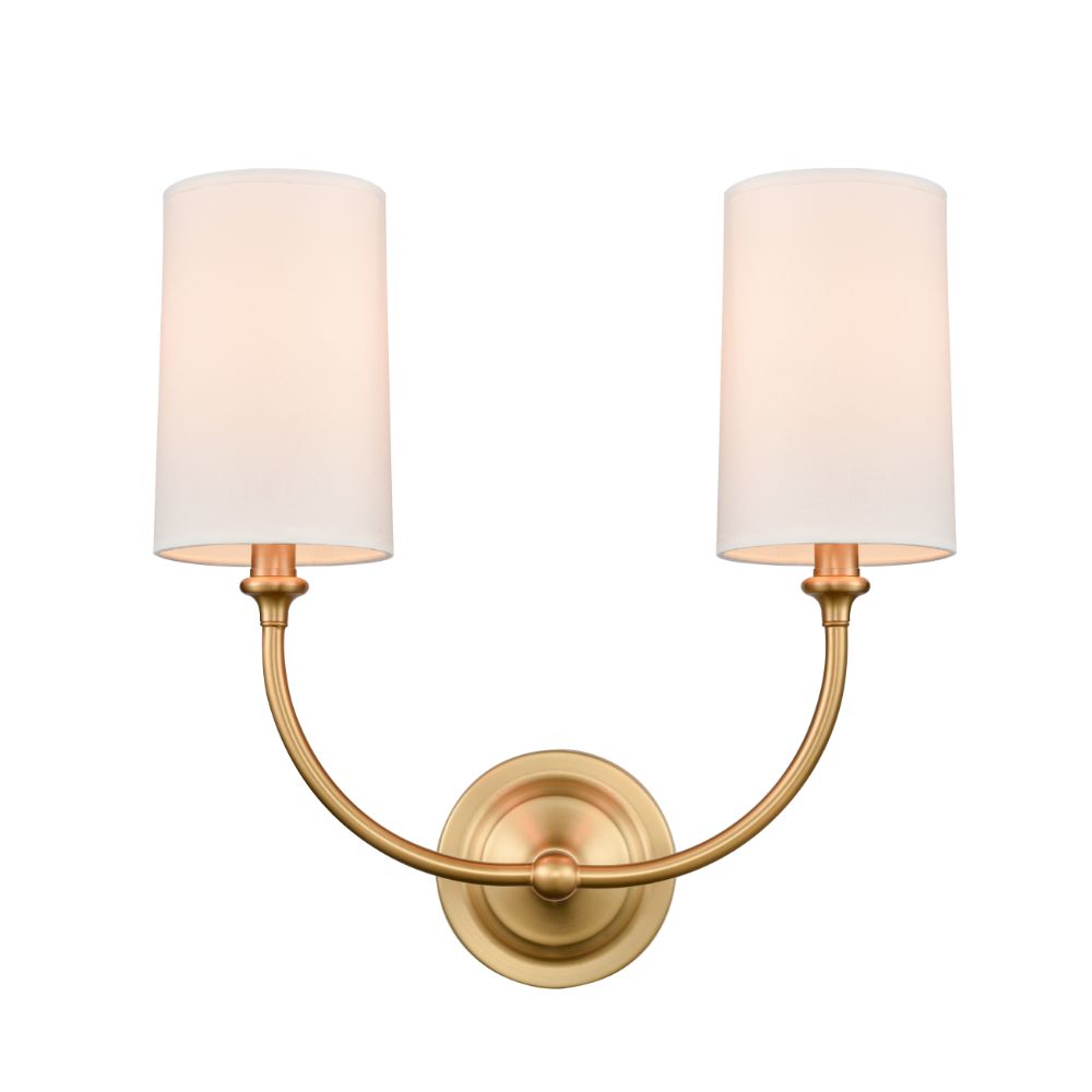 Innovations 372-2W-SG-S1 Giselle 2 Light 15" Sconce Off-White Shade in Satin Gold