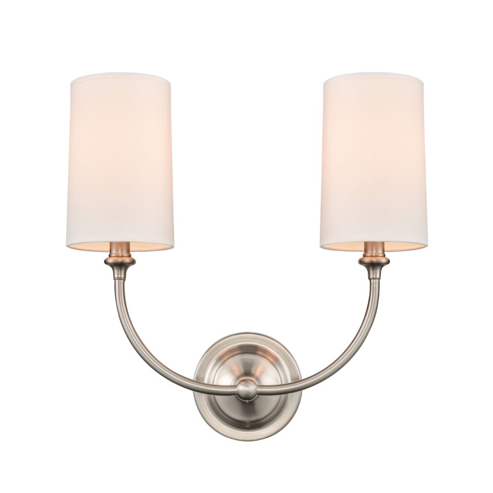 Innovations 372-2W-SN-S1 Giselle 2 Light 15" Sconce Off-White Shade in Brushed Satin Nickel