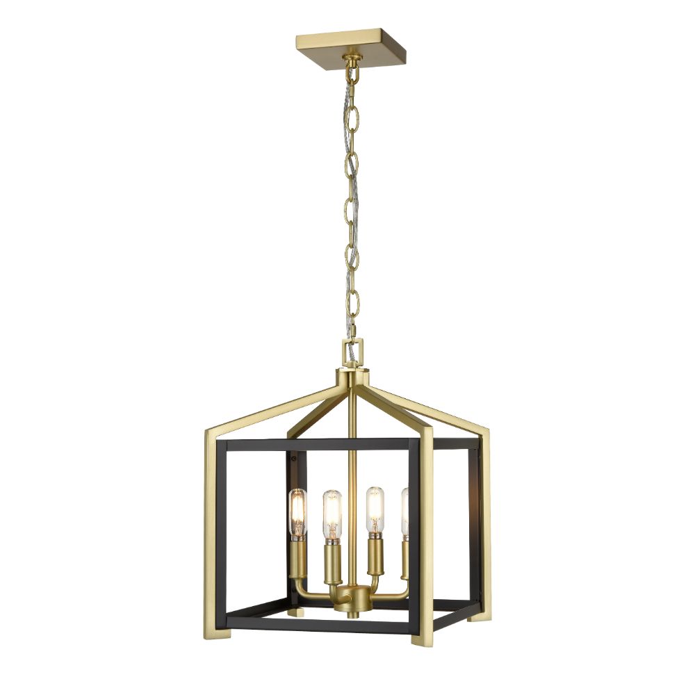 Innovations 376-4CR-BSB-12 Wiscoy - 4 Light 12" Chain Hung Pendant - Brushed Satin Brass Finish