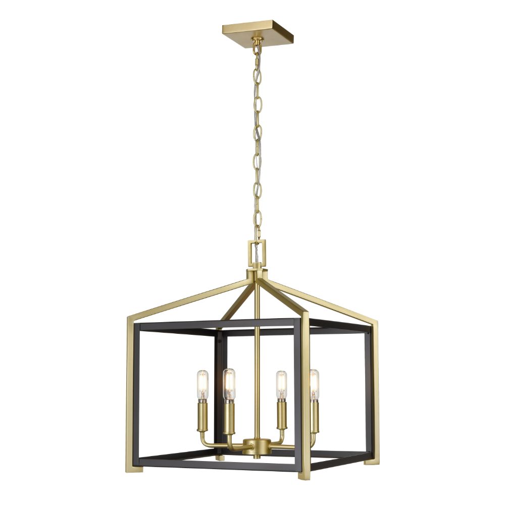 Innovations 376-4CR-BSB-16 Wiscoy - 4 Light 16" Chain Hung Pendant - Brushed Satin Brass Finish