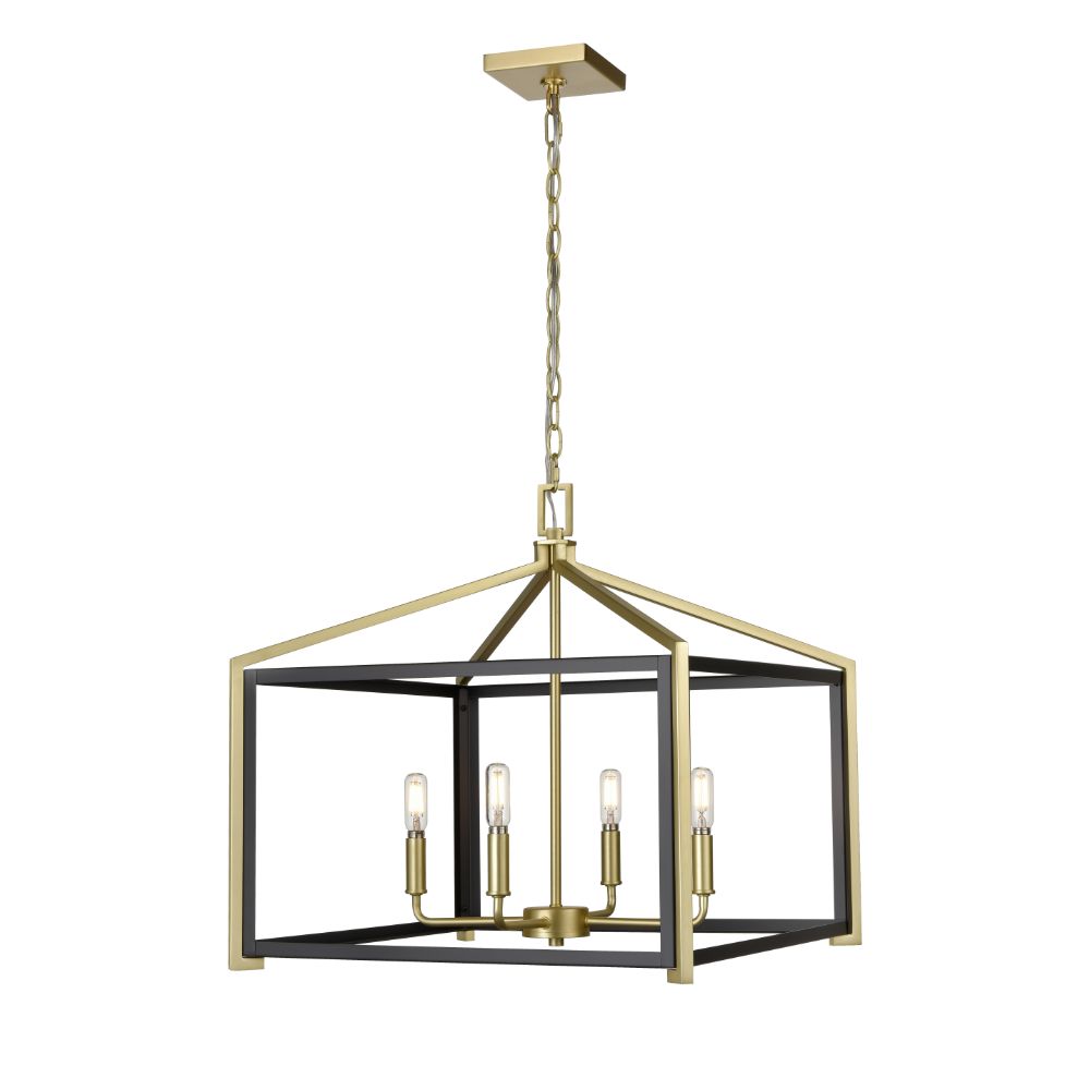 Innovations 376-4CR-BSB-20 Wiscoy - 4 Light 20" Chain Hung Pendant - Brushed Satin Brass Finish