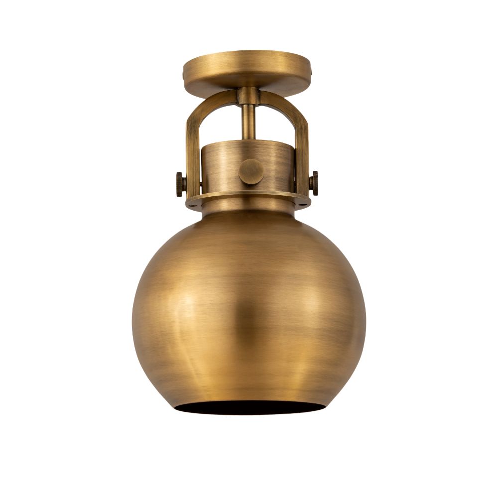 Innovations 410-1F-BB-M410-8BB Newton Metal Sphere - 1 Light 8" Flush Mount - Brushed Brass Finish - Brushed Brass Metal Shade