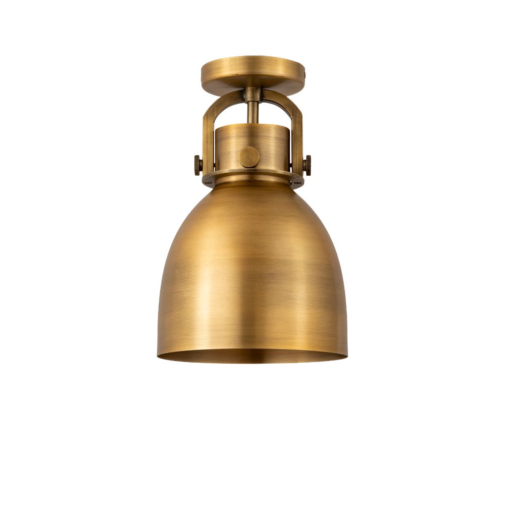 Innovations 410-1F-BB-M412-8BB Newton Metal Bell - 1 Light 8" Flush Mount - Brushed Brass Finish - Brushed Brass Metal Shade