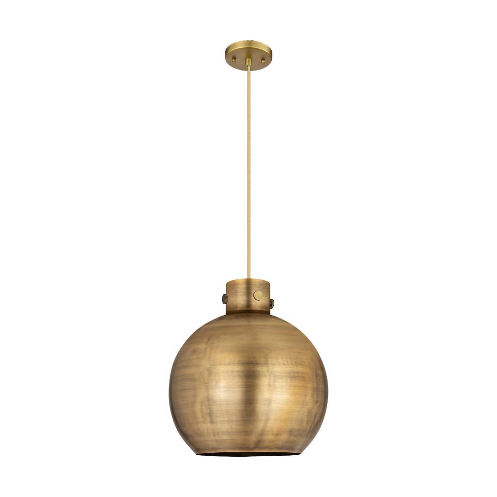 Innovations 410-1PL-BB-M410-14BB Newton Metal Sphere - 1 Light 14" Cord Hung Pendant - Brushed Brass Finish - Brushed Brass Shade