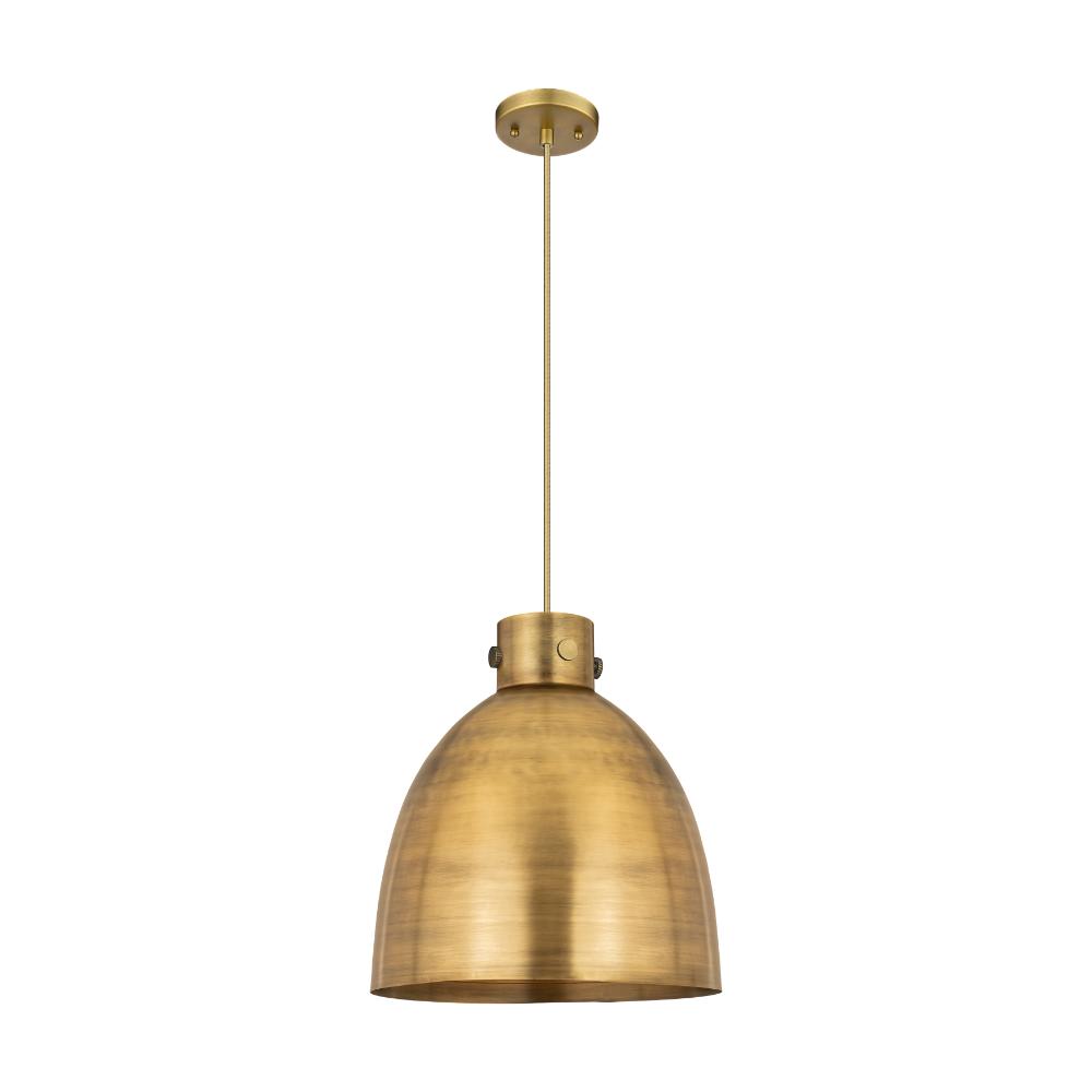 Innovations 410-1PL-BB-M412-14BB Newton Metal Bell - 1 Light 14" Cord Hung Pendant - Brushed Brass Finish - Brushed Brass Shade