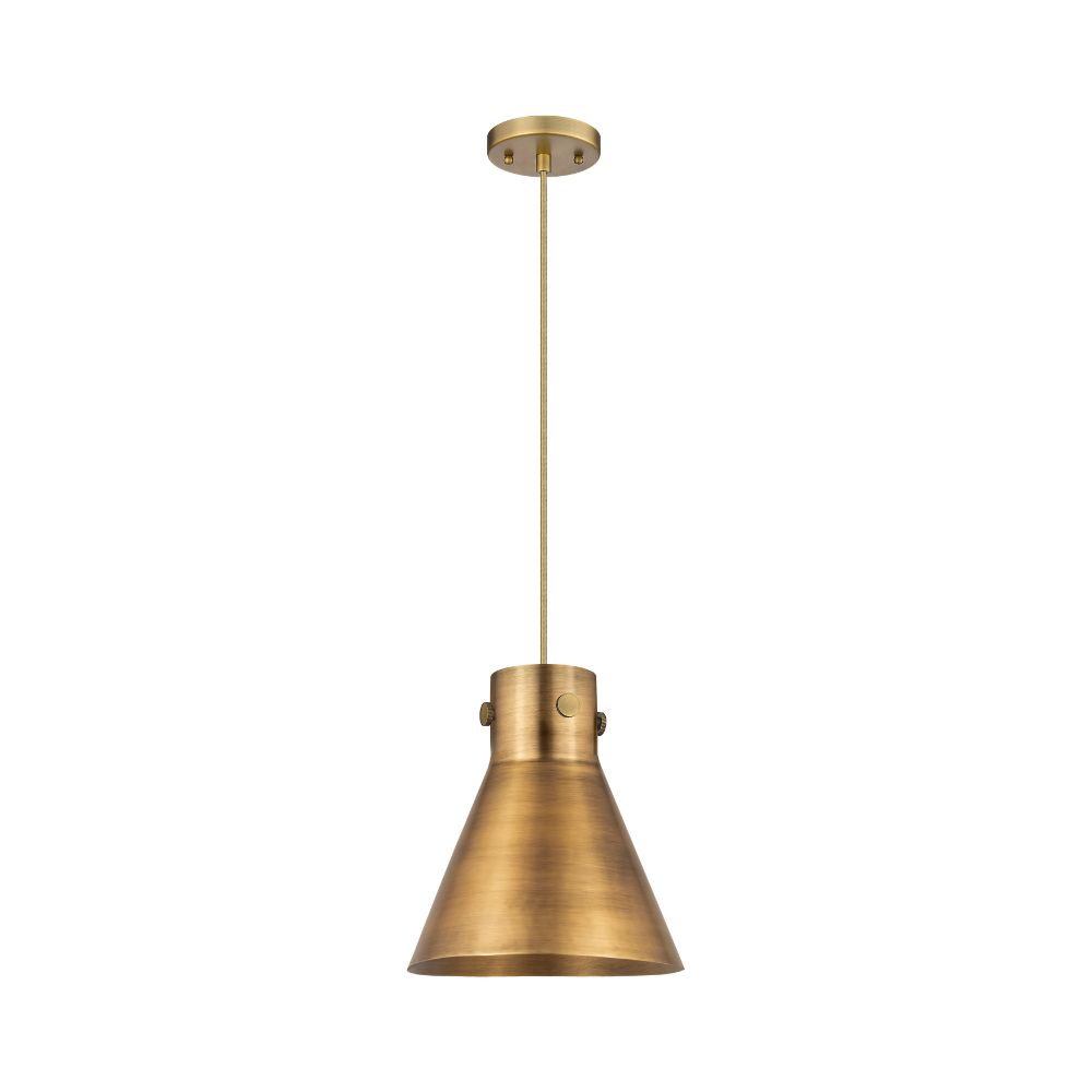 Innovations 410-1PM-BB-M411-10BB Newton Metal Cone - 1 Light 10" Cord Hung Pendant - Brushed Brass Finish - Brushed Brass Metal Shade