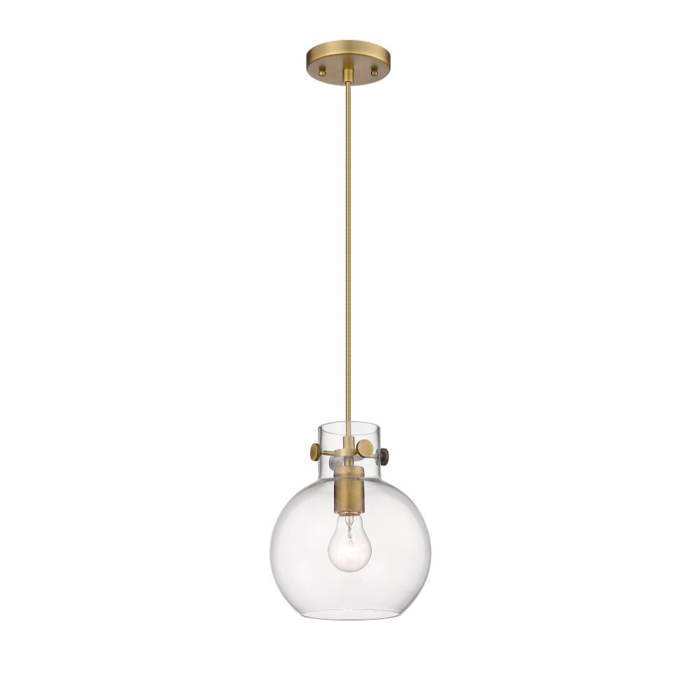 Innovations 410-1PS-BB-G410-8CL Newton Sphere - 1 Light 8" Cord Hung Pendant - Brushed Brass Finish - Clear Glass Shade