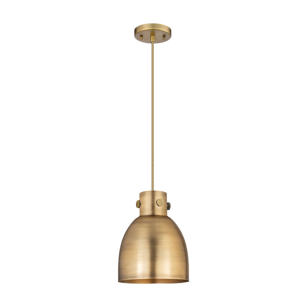Innovations 410-1PS-BB-M412-8BB Newton Metal Bell - 1 Light 8" Cord Hung Pendant - Brushed Brass Finish - Brushed Brass Metal Shade