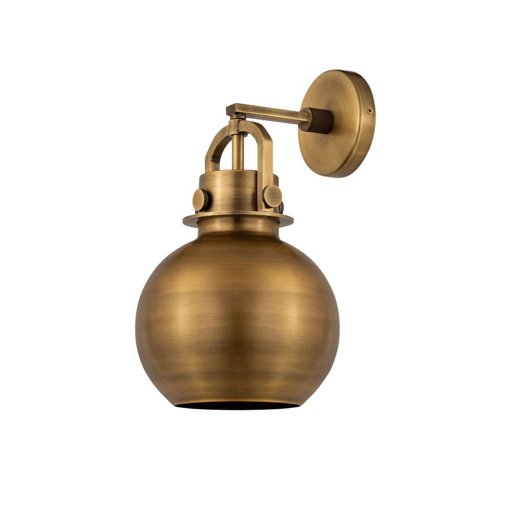Innovations 410-1W-BB-M410-8BB Newton Metal Sphere - 1 Light 8" Wall-mounted Sconce - Brushed Brass Finish - Brushed Brass Metal Shade