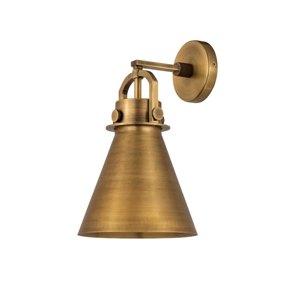 Innovations 410-1W-BB-M411-8BB Newton Metal Cone - 1 Light 8" Sconce - Brushed Brass Finish - Brushed Brass Shade