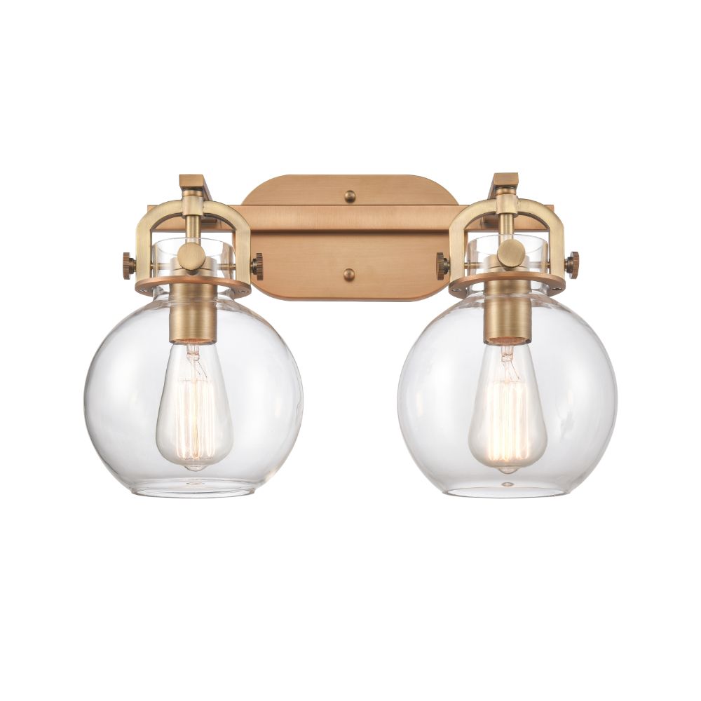 Aylan Home IL4102WBB7CLLED Newton Sphere 2 Light  17 inch Bath Vanity Light in Brushed Brass