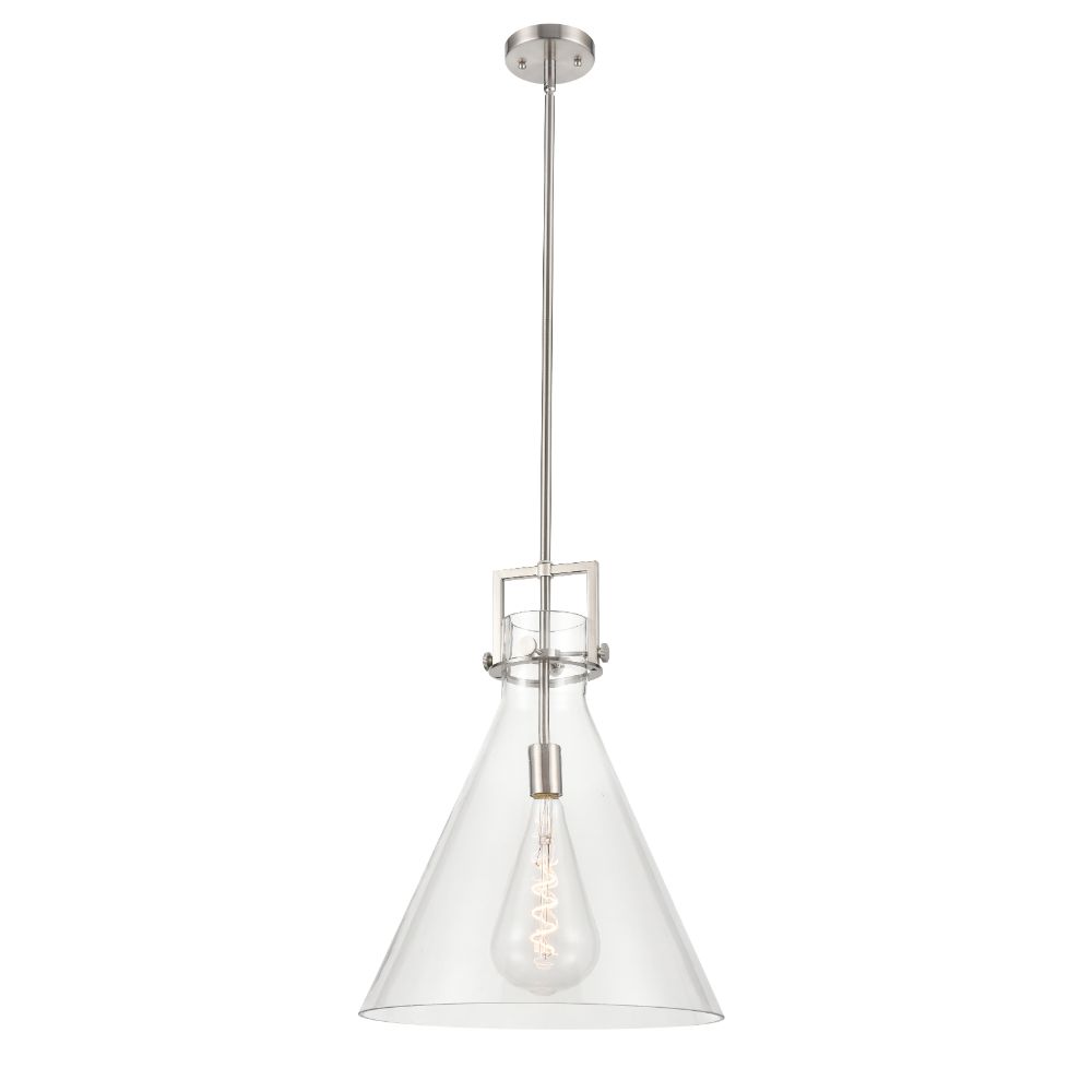 Innovations 411-1S-SN-16CL Newton Cone 1 Light  16 inch Mini Pendant in Brushed Satin Nickel
