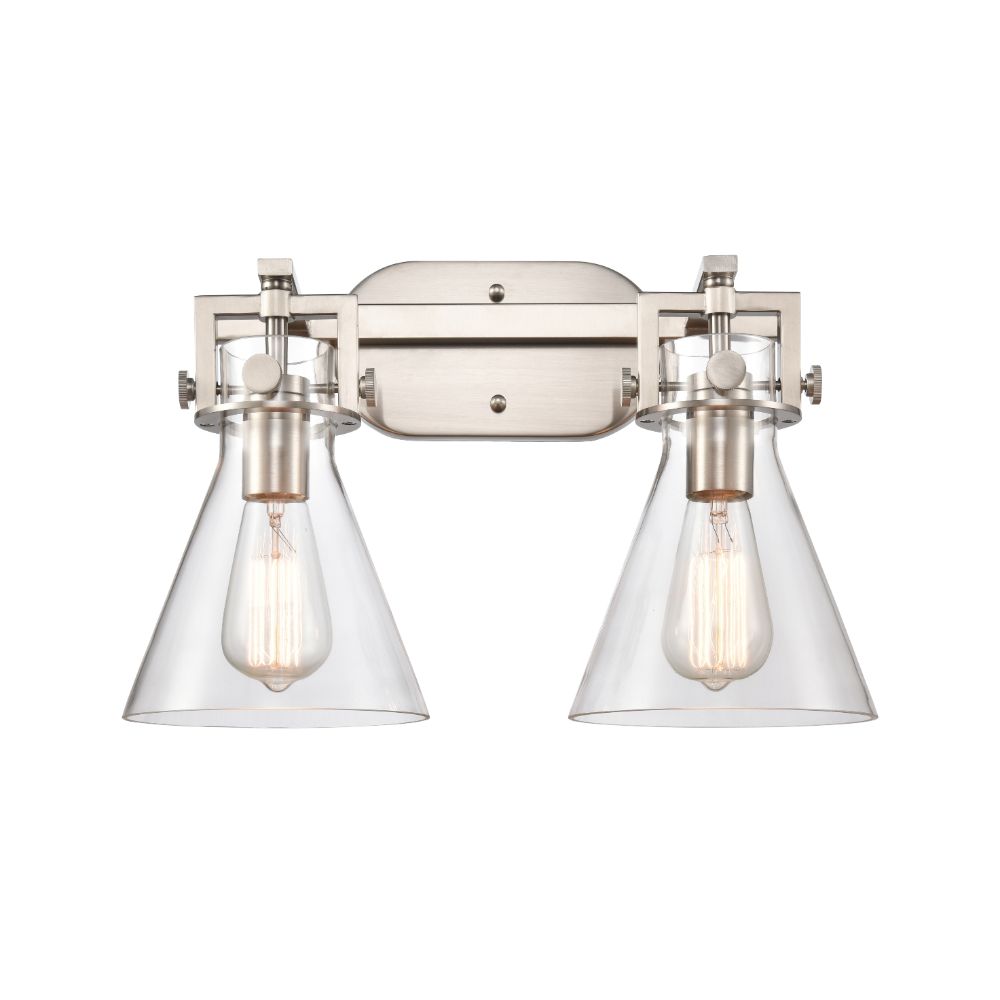 Aylan Home IL4112WSN7CLLED Newton Cone 2 Light  17 inch Bath Vanity Light in Brushed Satin Nickel