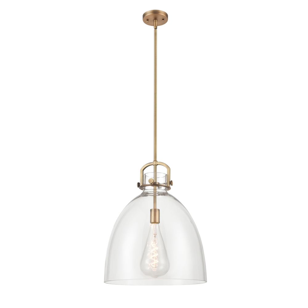 Innovations 412-1S-BB-16CL Newton Bell 1 Light 16 inch Pendant in Brushed Brass
