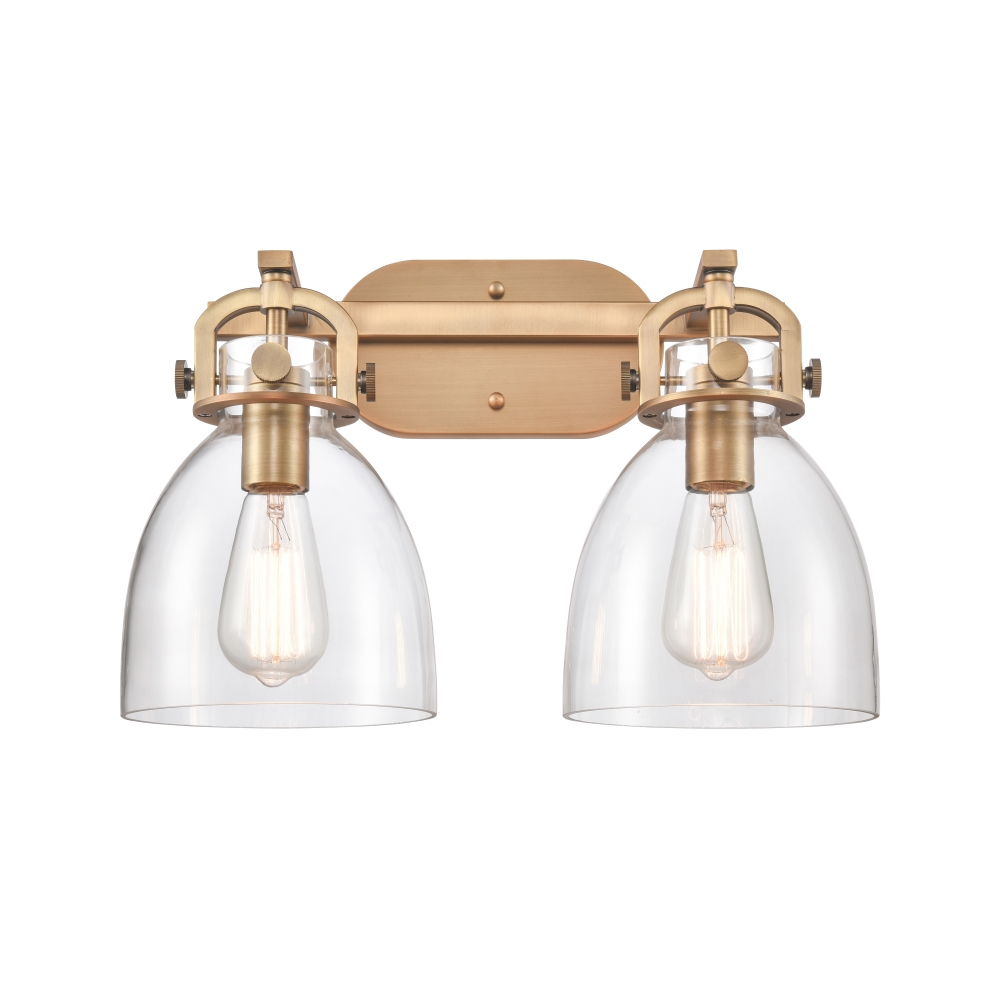 Innovations 412-2W-BB-7CL-LED Newton Bell 2 Light 17 inch Bath Vanity Light in Brushed Brass
