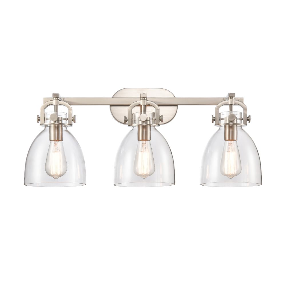 Innovations 412-3W-SN-7CL Large Cone 3 Light  27 inch Bath Vanity Light in Brushed Satin Nickel