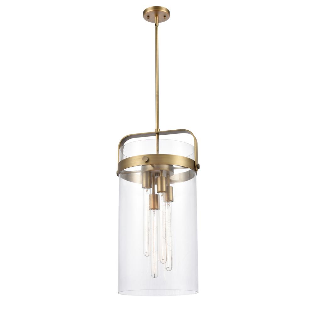 Aylan Home IL4134SBB12CLLED Restoration 4 Light Pilaster 14" Mini Pendant in Brushed Brass