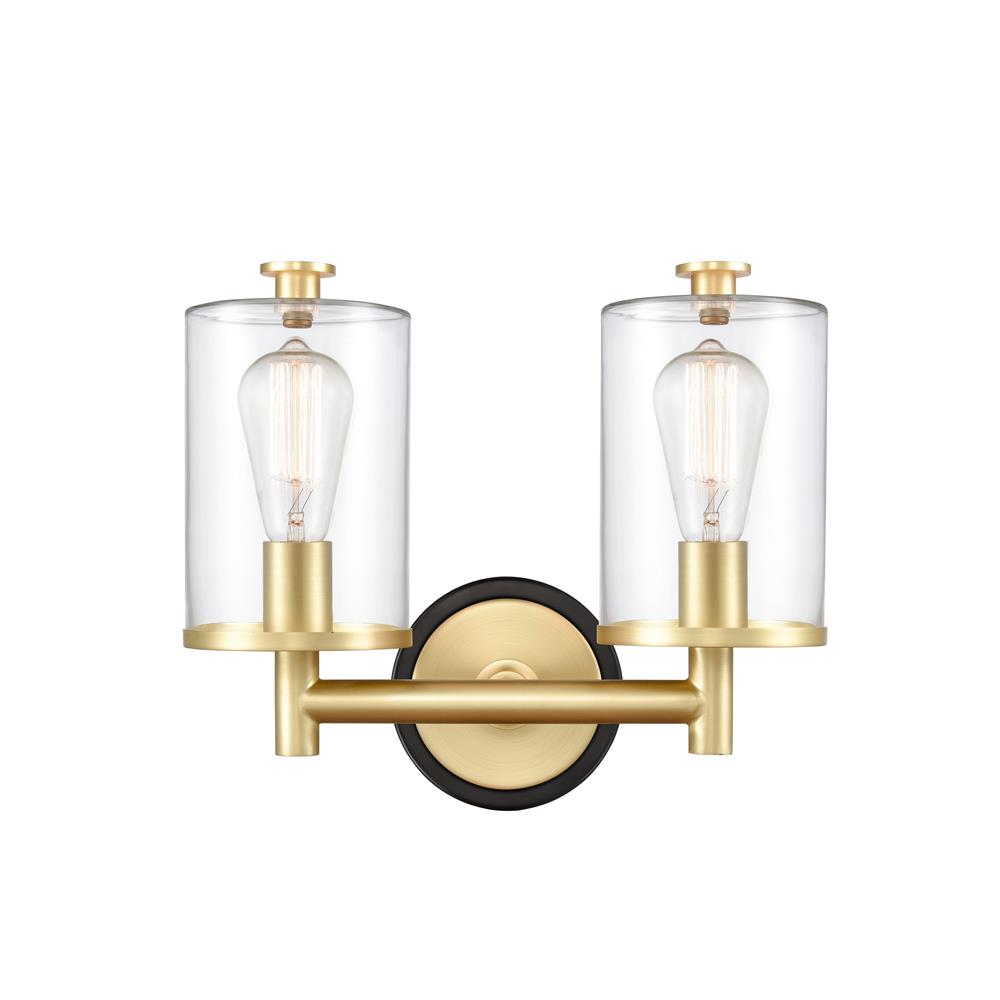 Innovations 418-2W-BSB-CL Marlowe Bath Vanity Light in Black Satin Brass