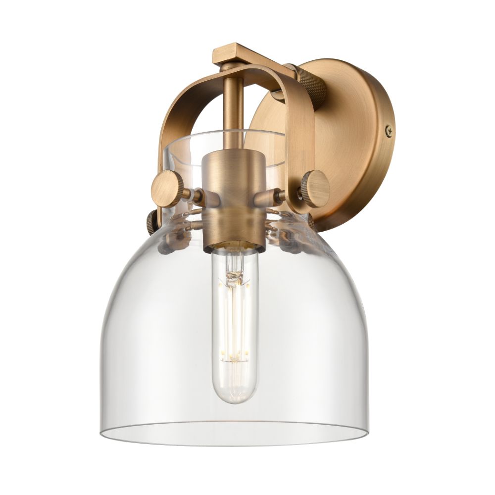 Innovations 423-1W-BB-G412-6CL Pilaster II Bell - 1 Light 6" Wall-mounted Sconce - Brushed Brass Finish - Clear Glass Shade