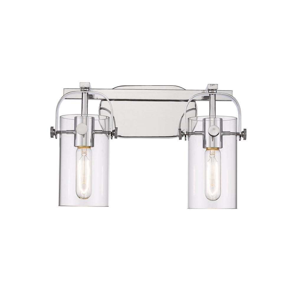 Innovations 423-2W-PC-4CL Pilaster 2 Light 17 inch Bath Vanity Light in Polished Nickel