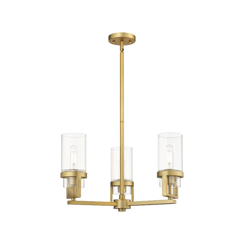 Innovations 426-3CR-BB-G426-8CL Utopia - 3 Light 8" Stem Hung Pendant - Brushed Brass Finish - Clear Glass Shade