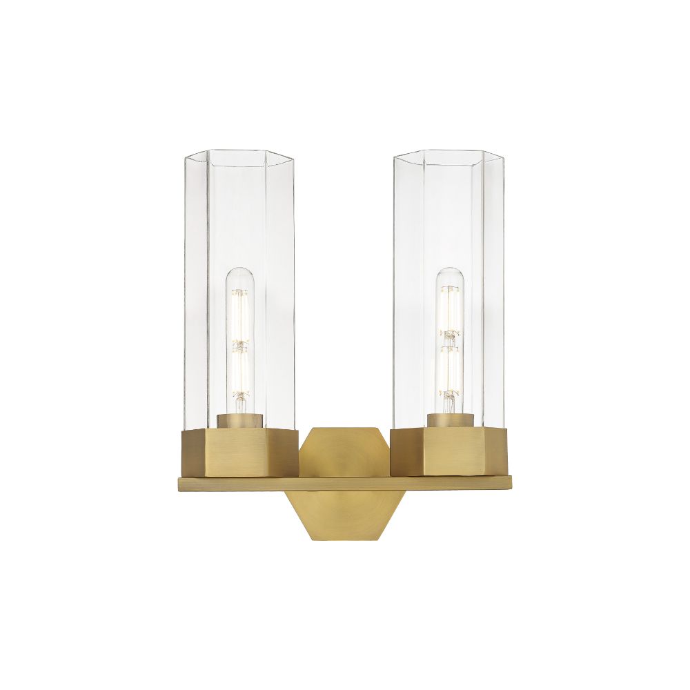 Innovations 427-2W-BB-G427-14CL Claverack - 2 Light 14" Wall-mounted Bath Vanity Light - Brushed Brass Finish - Clear Glass Shade