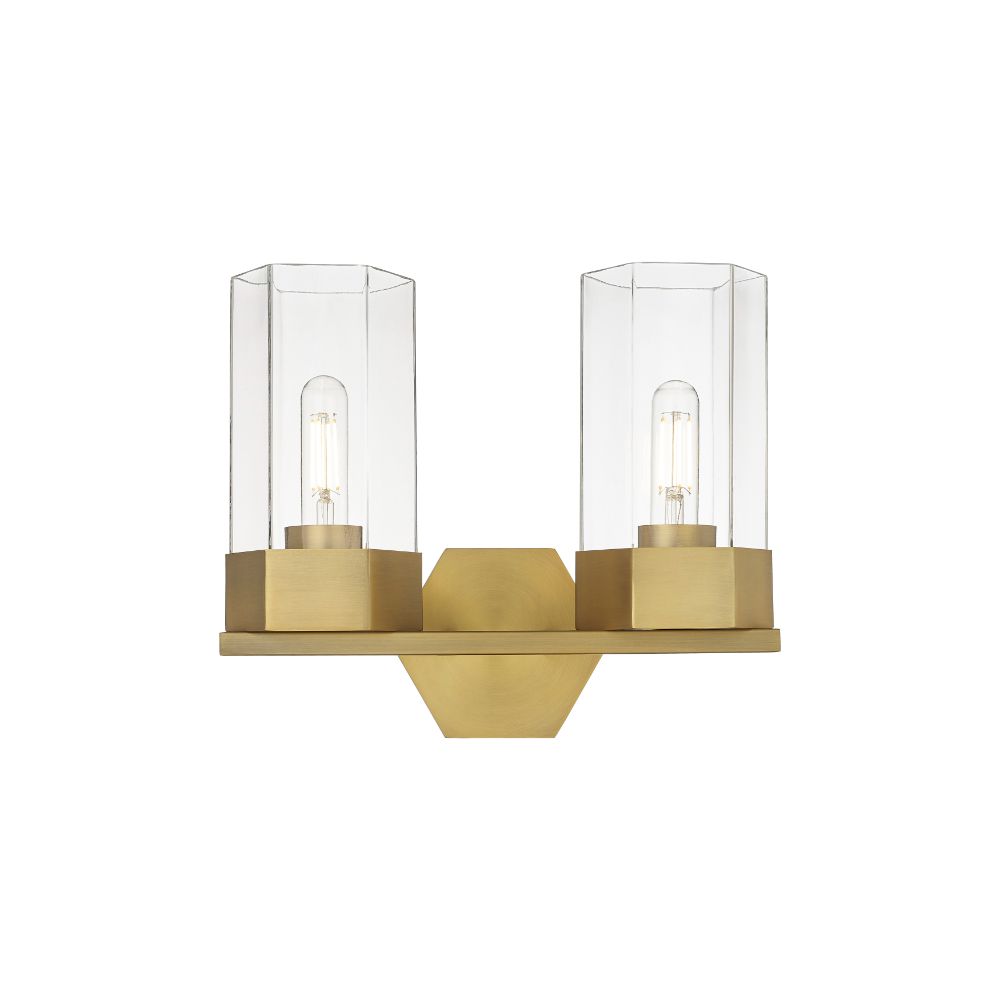 Innovations 427-2W-BB-G427-9CL Claverack - 2 Light 9" Wall-mounted Bath Vanity Light - Brushed Brass Finish - Clear Glass Shade