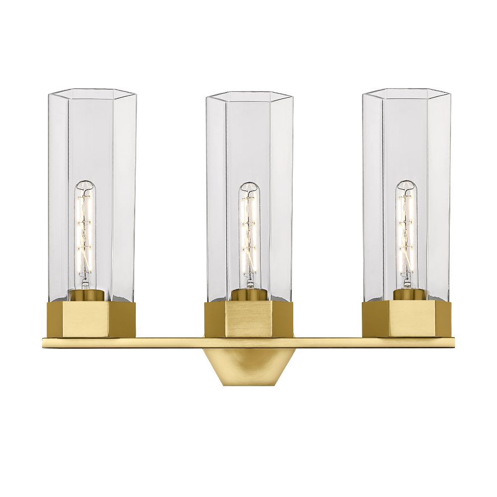Innovations 427-3W-BB-G427-14CL Claverack - 3 Light 14" Wall-mounted Bath Vanity Light - Brushed Brass Finish - Clear Glass Shade
