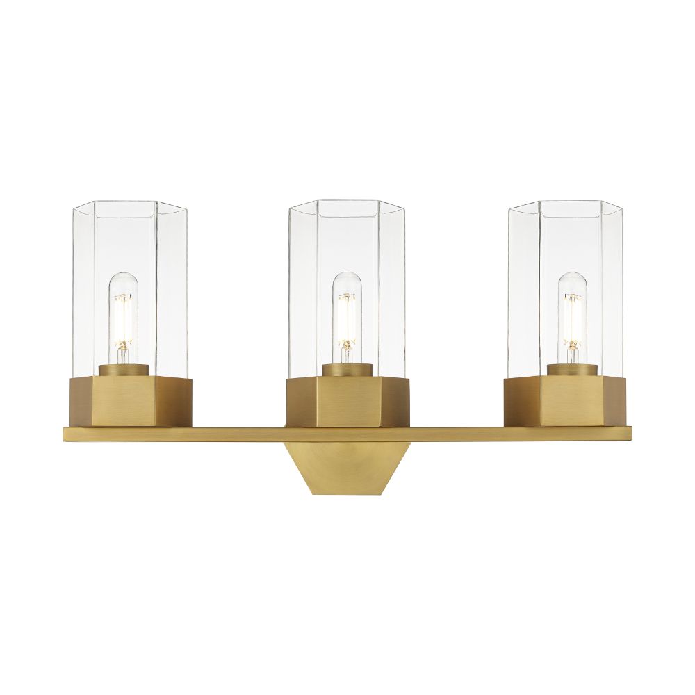 Innovations 427-3W-BB-G427-9CL Claverack - 3 Light 9" Wall-mounted Bath Vanity Light - Brushed Brass Finish - Clear Glass Shade