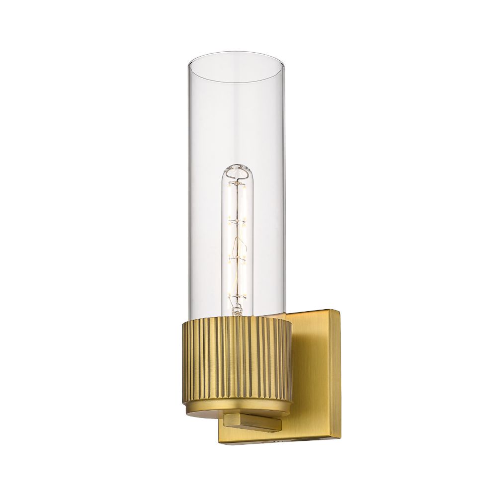 Innovations 428-1W-BB-G428-12CL Bolivar - 1 Light 12" Wall-mounted Sconce - Brushed Brass Finish - Clear Glass Shade