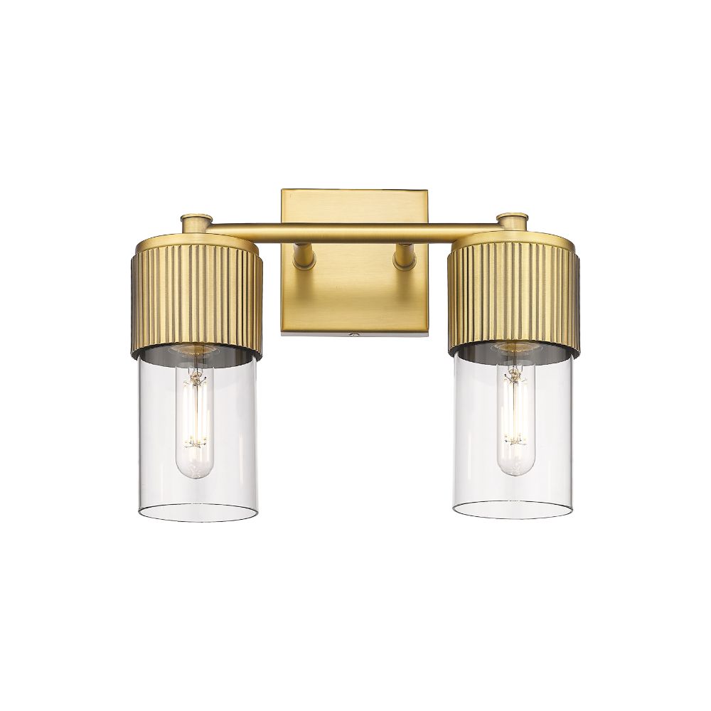 Innovations 428-2W-BB-G428-7CL Bolivar - 2 Light 7" Wall-mounted Sconce - Brushed Brass Finish - Clear Glass Shade