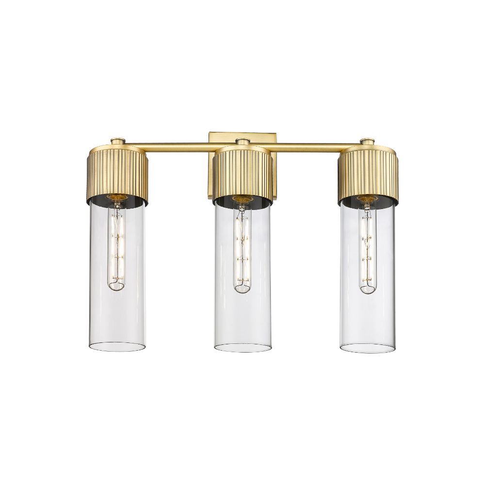 Innovations 428-3W-BB-G428-12CL Bolivar - 3 Light 12" Wall-mounted Bath Vanity Light - Brushed Brass Finish - Clear Glass Shade