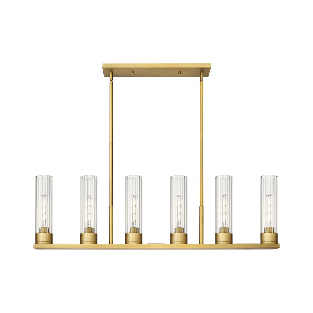 Innovations 429-6I-BB-G429-11CL Empire - 6 Light 11" Stem Hung Linear Pendant - Brushed Brass Finish - Clear Glass Shade