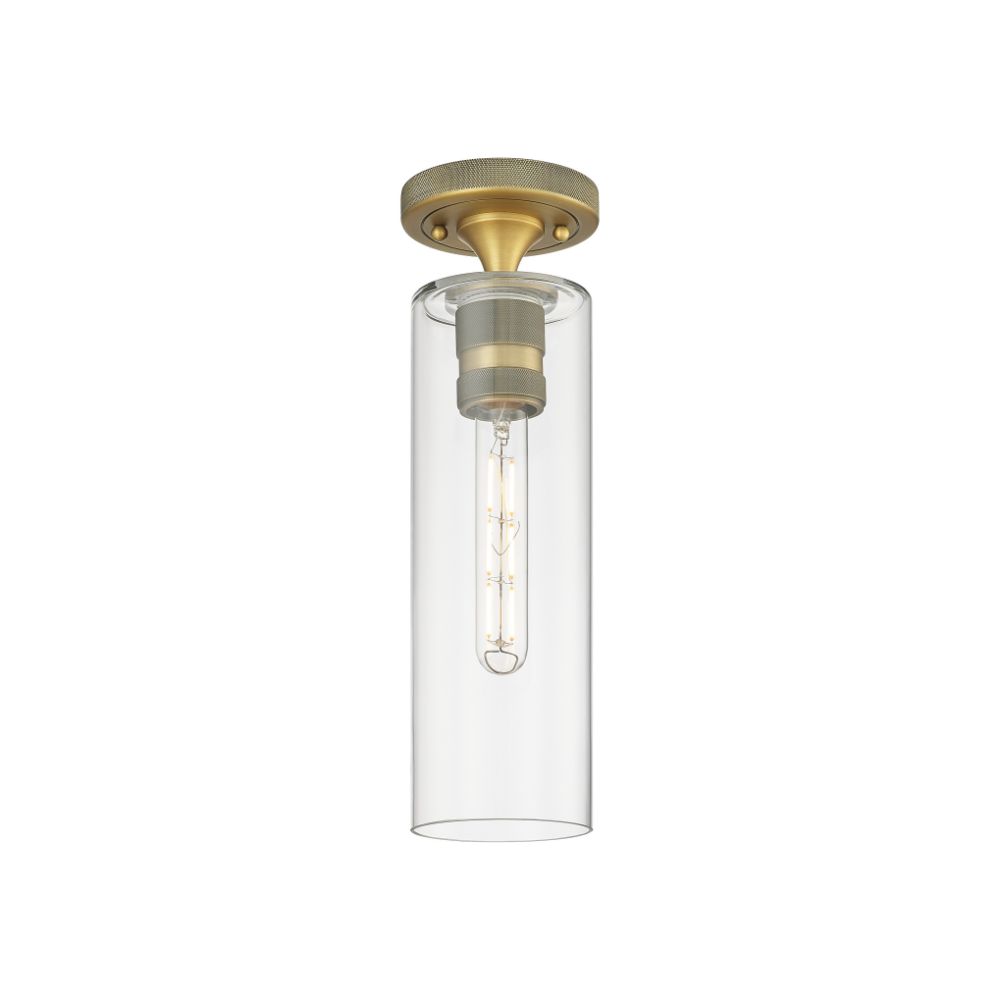 Innovations 434-1F-BB-G434-12CL Crown Point - 1 Light 12" Flush Mount - Brushed Brass Finish - Clear Glass Shade