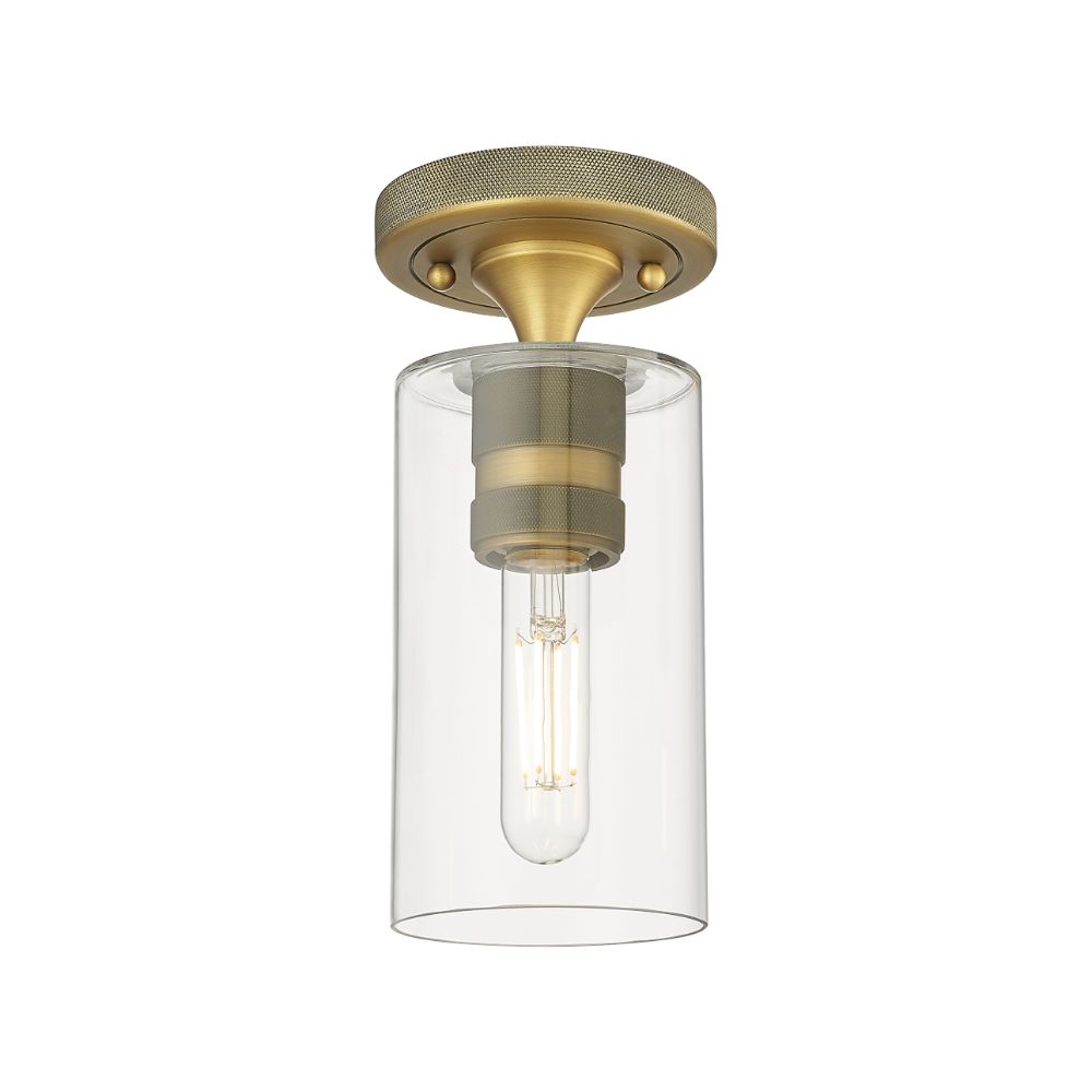 Innovations 434-1F-BB-G434-7CL Crown Point - 1 Light 7" Flush Mount - Brushed Brass Finish - Clear Glass Shade
