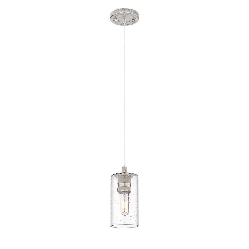 Innovations 434-1P-PN-G434-7SDY Crown Point -  1 Light 7" Cord Hung Pendant - Polished Nickel Finish - Seedy Glass Shade