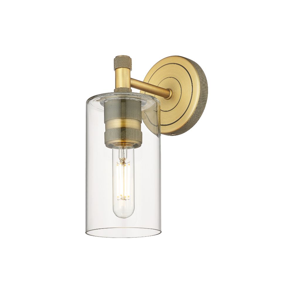 Innovations 434-1W-BB-G434-7CL Crown Point - 1 Light 7" Wall-mounted Sconce - Brushed Brass Finish - Clear Glass Shade