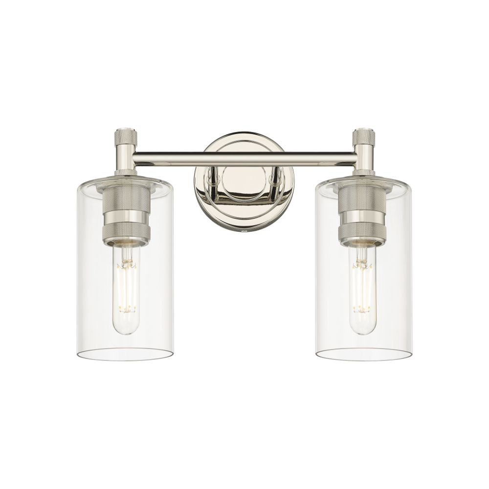 Innovations 434-2W-PN-G434-7CL Crown Point - 2 Light 7" Wall-mounted Bath Vanity Light - Polished Nickel Finish - Clear Glass Shade