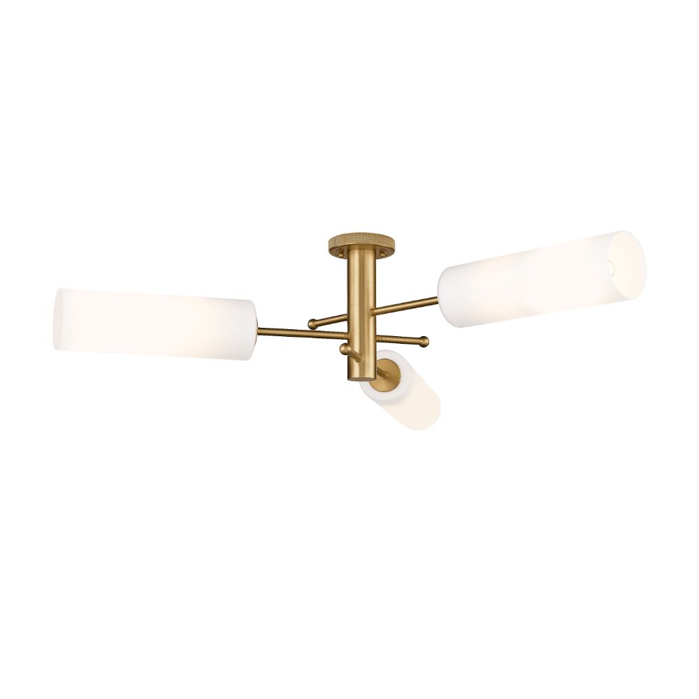 Innovations 434-3F-BB-G434-12WH Crown Point - 3 Light 12" Flush Mount - Brushed Brass Finish - Matte White Glass Shade