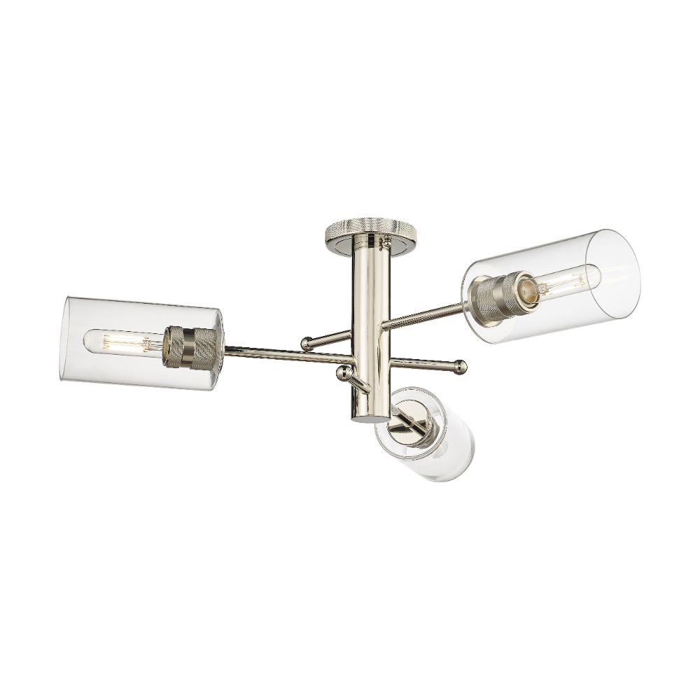 Innovations 434-3F-PN-G434-7CL Crown Point - 3 Light 7" Flush Mount - Polished Nickel Finish - Clear Glass Shade