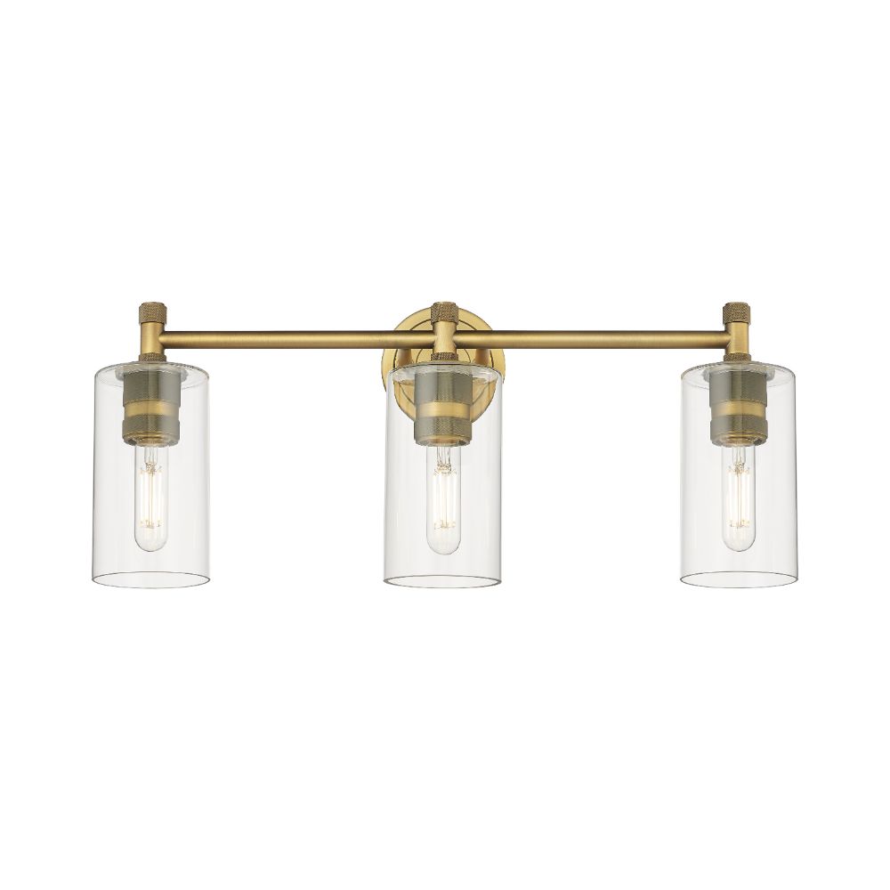 Innovations 434-3W-BB-G434-7CL Crown Point - 3 Light 7" Wall-mounted Bath Vanity Light - Brushed Brass Finish - Clear Glass Shade