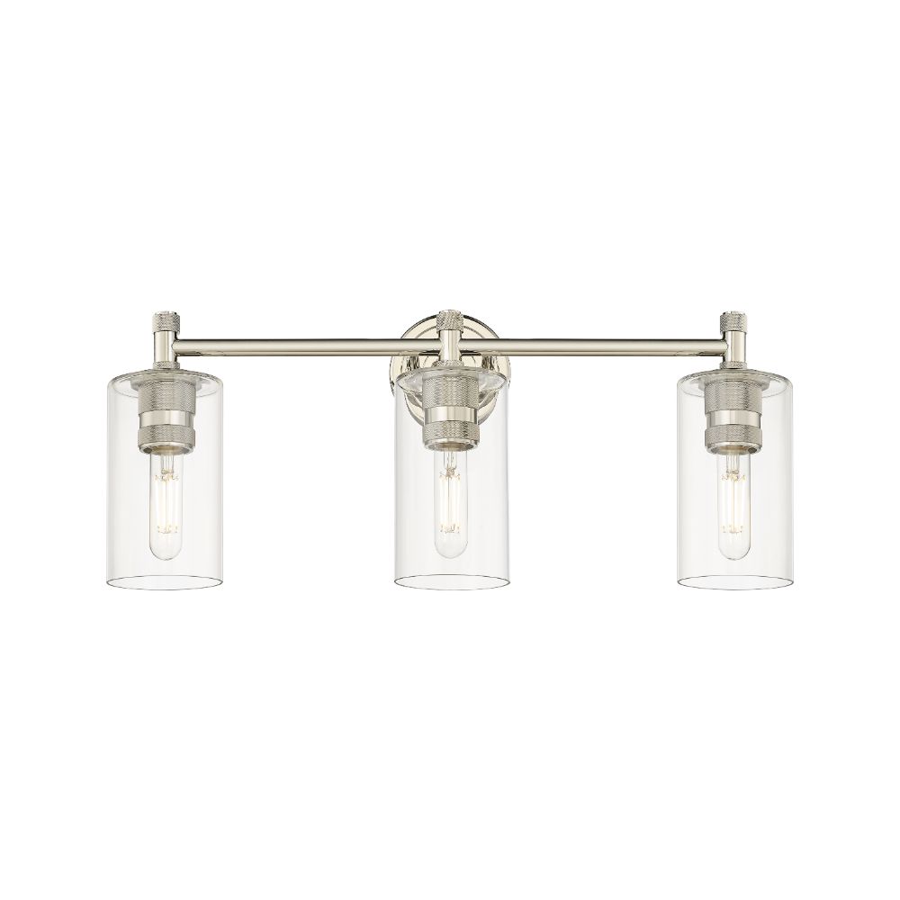 Innovations 434-3W-PN-G434-7CL Crown Point - 3 Light 7" Wall-mounted Bath Vanity Light - Polished Nickel Finish - Clear Glass Shade