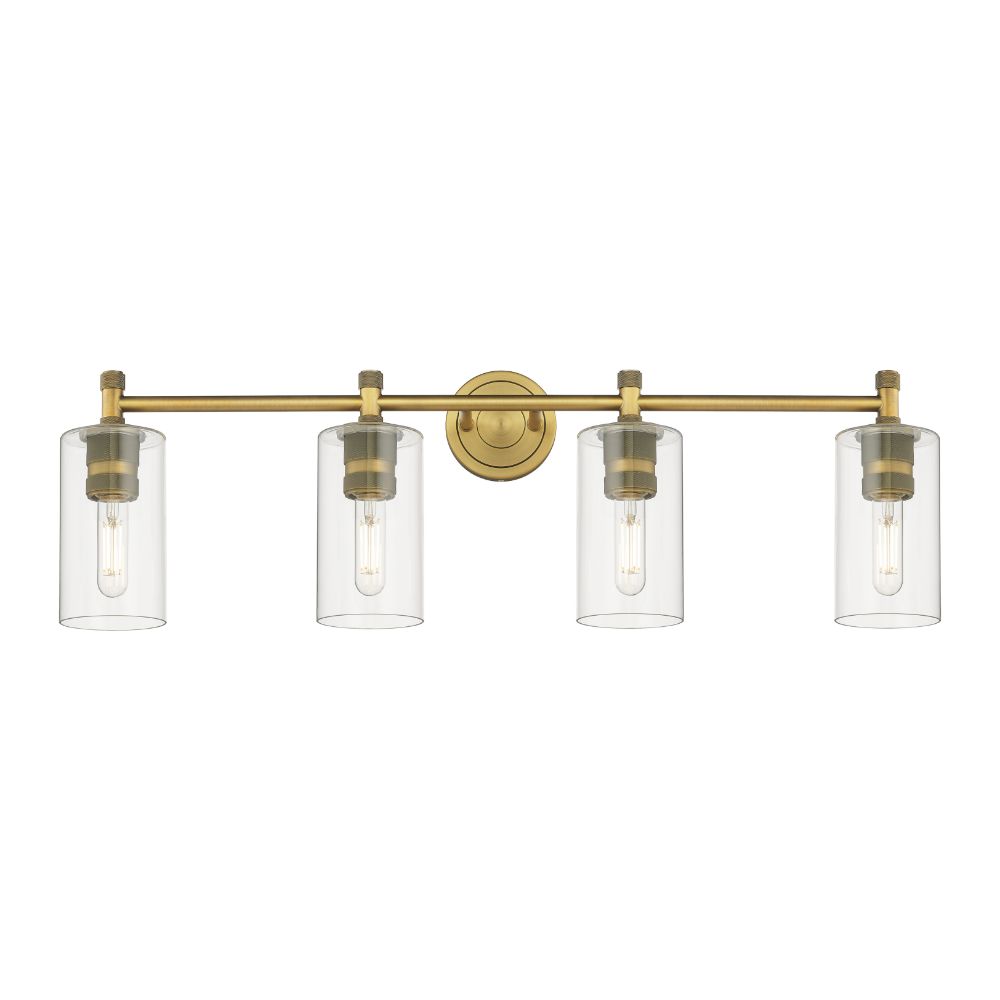 Innovations 434-4W-BB-G434-7CL Crown Point - 4 Light 7" Wall-mounted Bath Vanity Light - Brushed Brass Finish - Clear Glass Shade