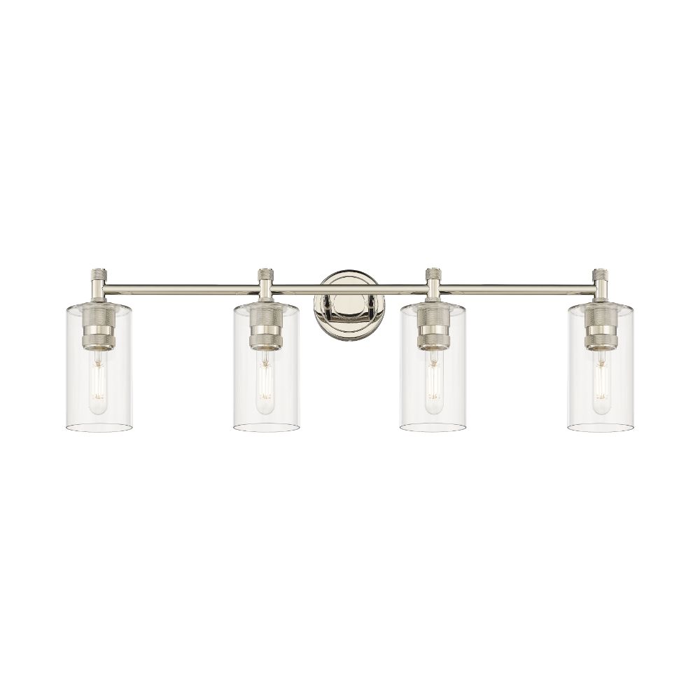 Innovations 434-4W-PN-G434-7CL Crown Point - 4 Light 7" Wall-mounted Bath Vanity Light - Polished Nickel Finish - Clear Glass Shade
