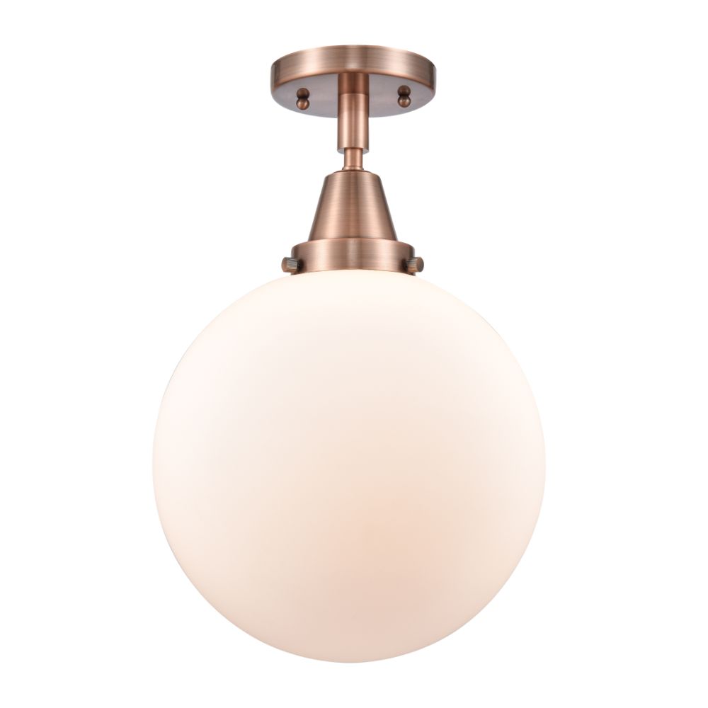 Innovations 447-1C-AC-G201-10-LED X-Large Beacon 1 Light  10 inch Flush Mount in Antique Copper
