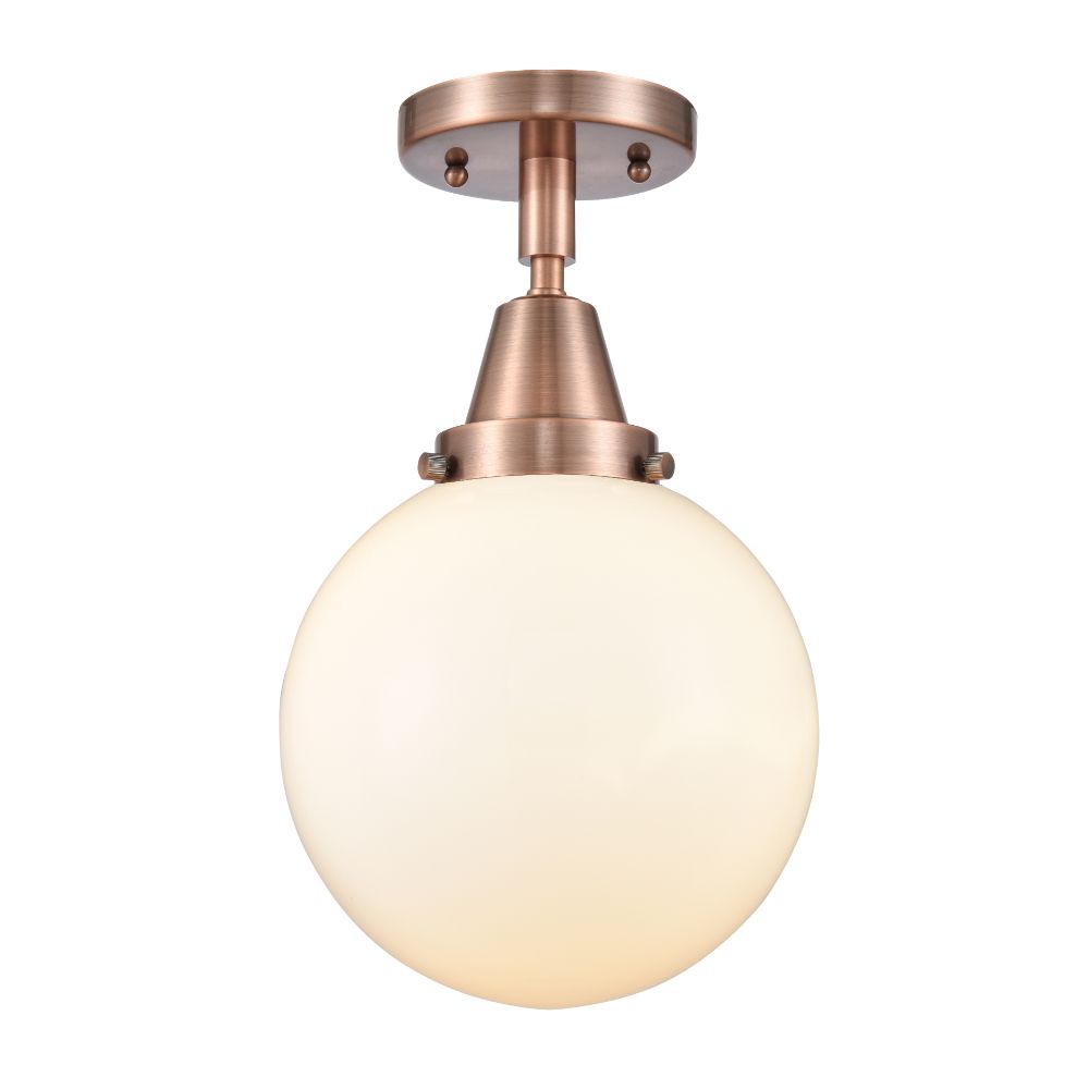 Innovations 447-1C-AC-G201-8-LED Large Beacon 1 Light  8 inch Flush Mount in Antique Copper