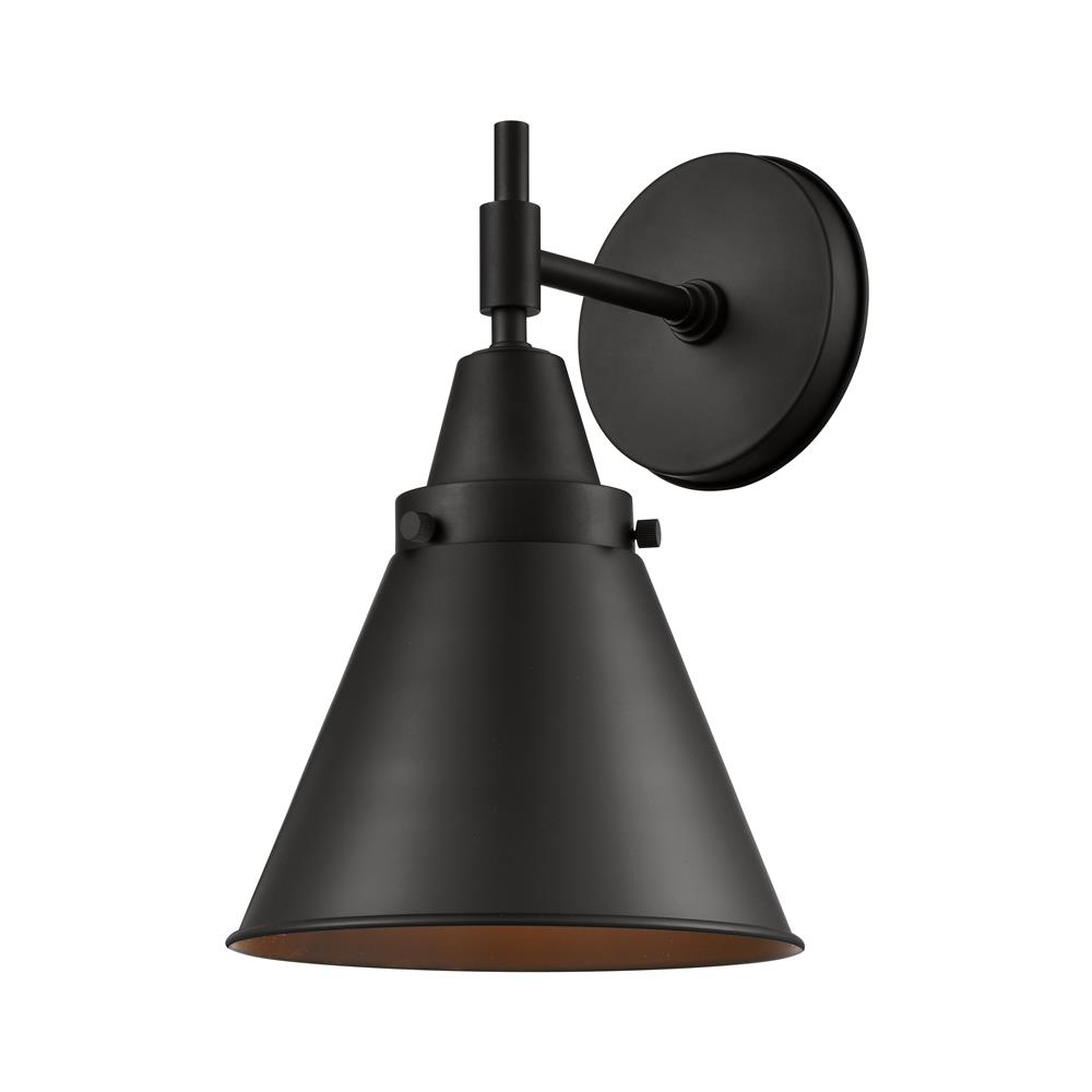 Aylan Home IL4471WBKM13BKLED Caden Sconce in Matte Black with Matte Black Cone Metal Shade